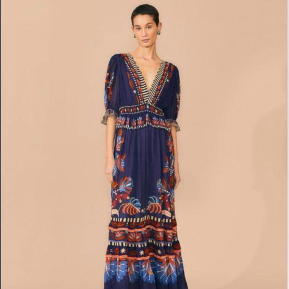 Elegant Navy Floral Maxi Dress